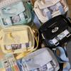 Japanese Contrasting Color Shoulder Bag Cute Small Fresh Pain Bag Girl Student Simple Casual Light Transparent Messenger Bag
