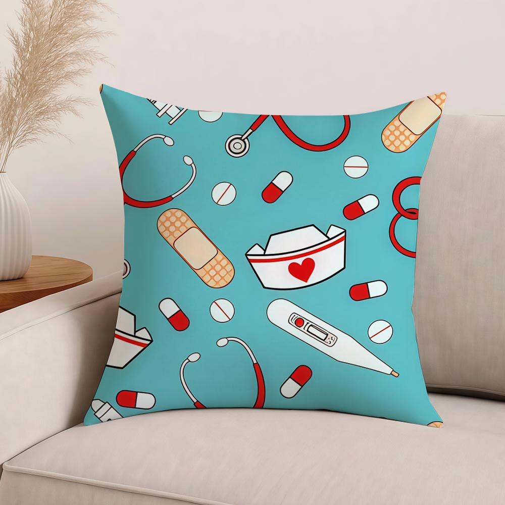 Cute Cartoon Medical Print Pillow Case Office Cushions Suitable For Sofa Car Bedroom Decorative Cushion Cover