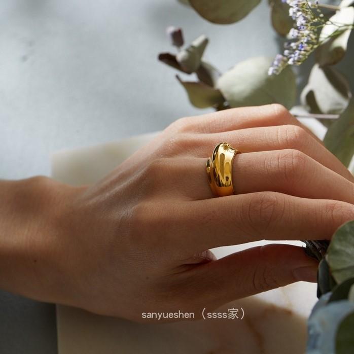 Japan and South Korea Irregular Geometric Exquisite Ring Titanium Steel Electroplating Stacked Wearing High-end Ring