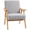 Armchair In Scandi Design, Velvet Look, Solid Wood, 68 Cm X 74 Cm X 82 Cm, Natural + Grey