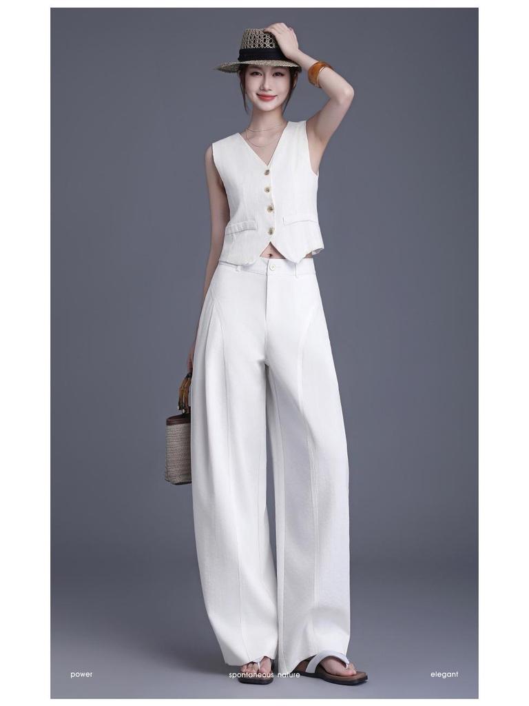 Women's High-Waisted Wide-Leg Pants: 2026 Spring/Summer Fashion Temperament Slimming Drape Straight Suit Pants