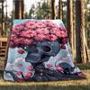 1pc Floral Skull Artwork Print Outdoor Blanket, Lightweight Polyester,