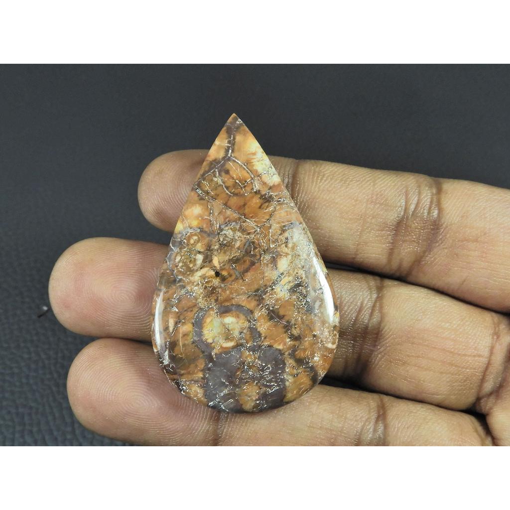 30X49X04MM Natural Bird Eye Jasper Pear Shape Cabochon Loose Gemstone 54Cts. G-296