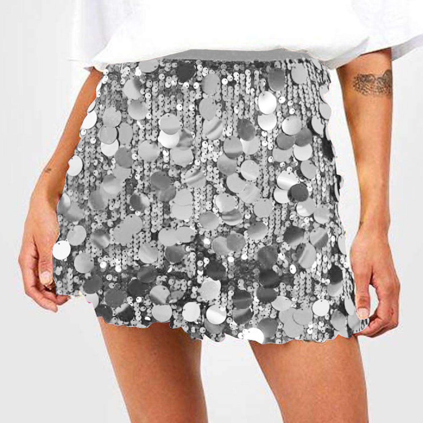 

Женская юбка с высокой талией, сексуальная, расшитая бисером и пайетками, юбка на бедрах, короткая юбка, короткая юбка XS