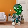 28 Pieces Jungle Animal Balloons Leaves Decor Theme Cute Green Aluminum Latex Balloon for
