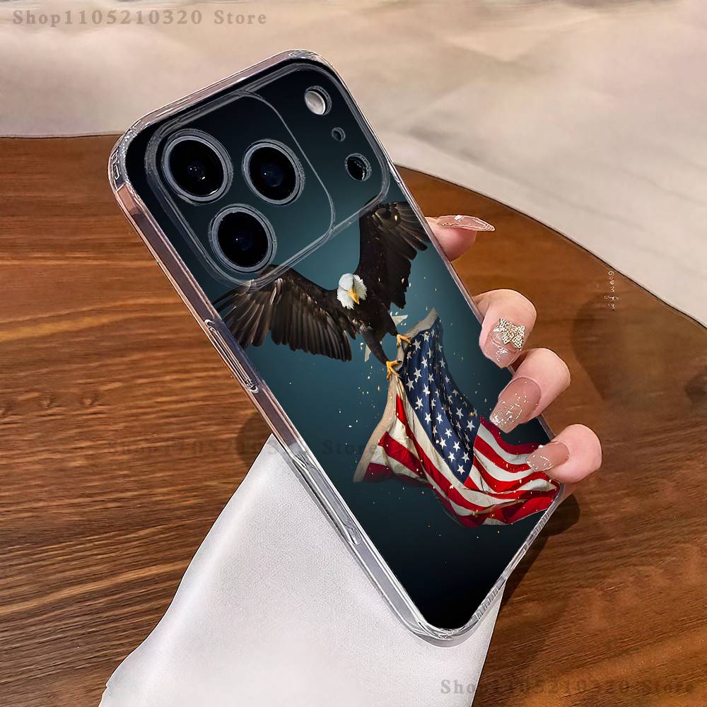 America USA Flag Phone Case For iPhone 17,16,11,15,13,14,12,Air,Mini,Plus,Pro,Max,Plus,E Clear Soft Shell