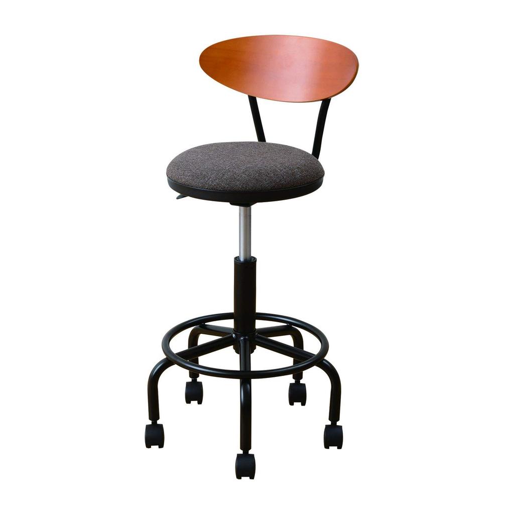 Yamazen Small Counter Chair with (YAMAZEN) Casters, Brown, CB-388F (BR/DBR)