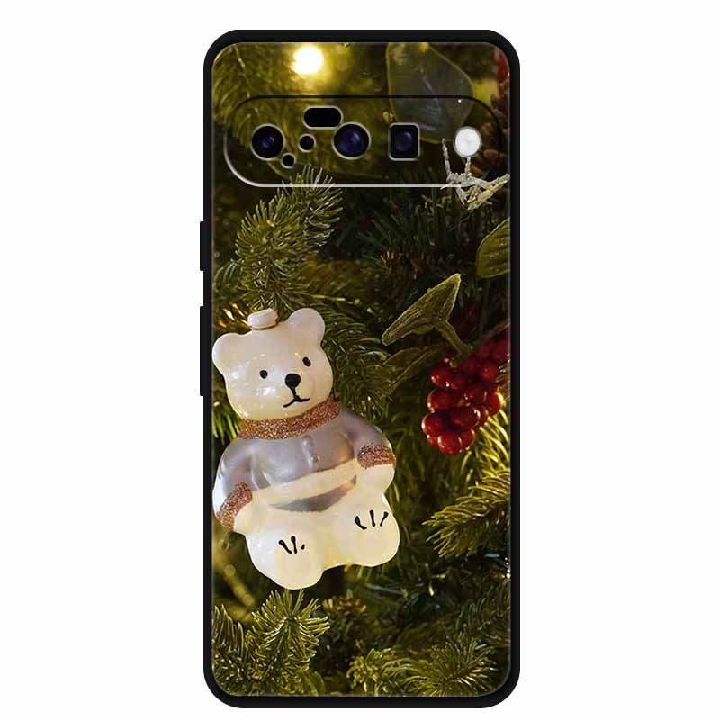Christmas Phone Cases For Google Pixel 10 Case Silicone Soft Black Cover Christmas Tree for Pixel 10 Pro / 10 Pro XL Back Cover