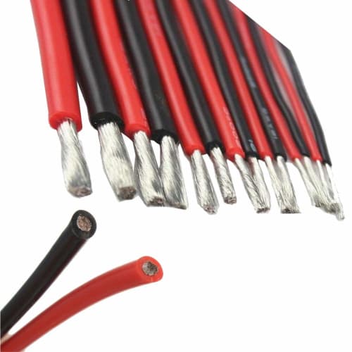 Yiqigou 2M Flexible Silicone Wire, 10AWG, 12AWG, 14AWG, 16AWG, 18AWG, 20AWG, 24AWG RC Cable Lead, Flexible Copper Cable (1M Black Silicone Wire + 1M R