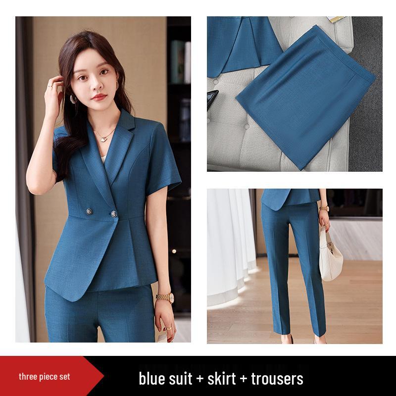 Premium Women's Formal Summer Suit Set: Beautician & Hotel Workwear Skirt