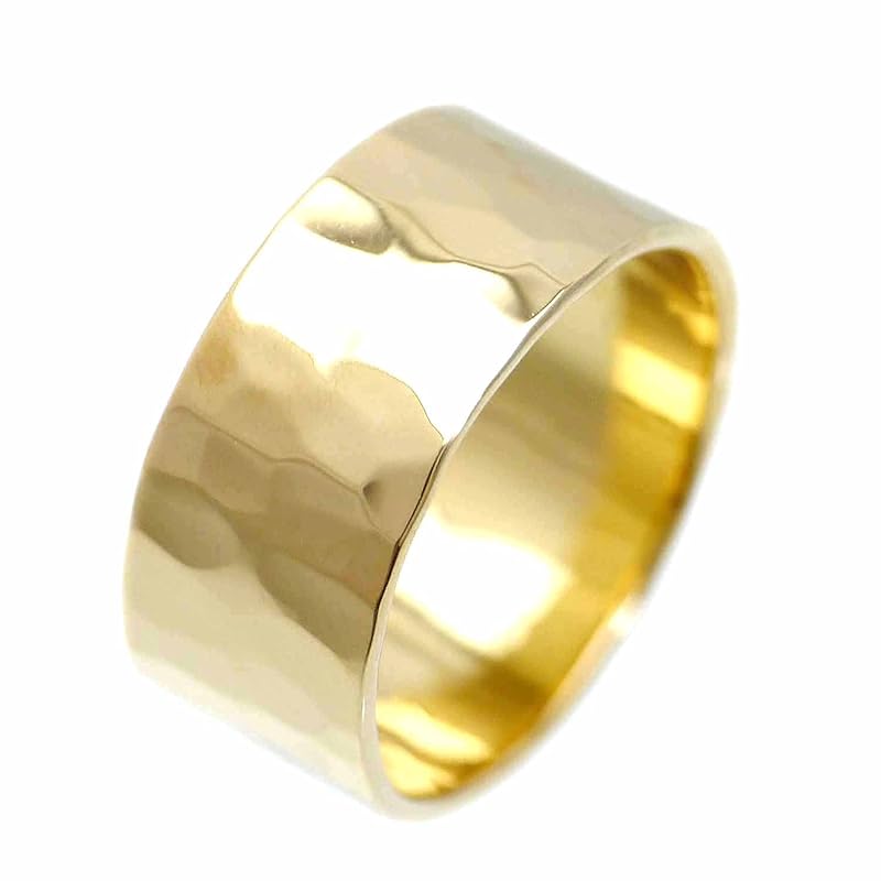 

[Silver One] 24K gold plated silver 925 Tataki flat ring men s ra [Width 10mm standard No. 19] Cut Style ring ring