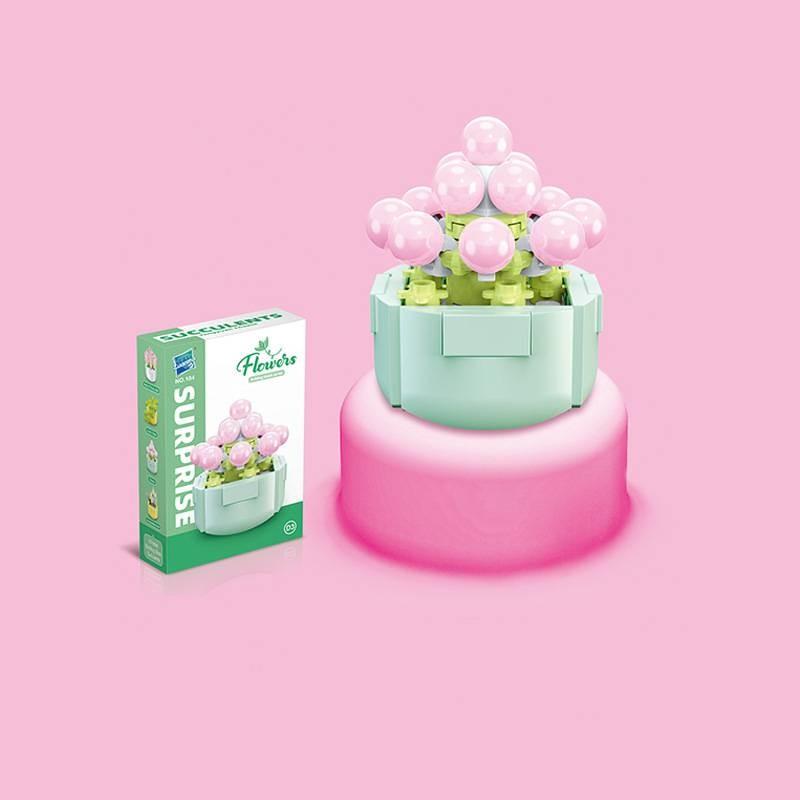 Small Children Puzzle Particle Building Block Flower Flexing Potted Model Toy
