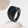 Square Retro Black Rings Jewelry Glass Stone Rings Simple Black Stone Square Ring  Funerals