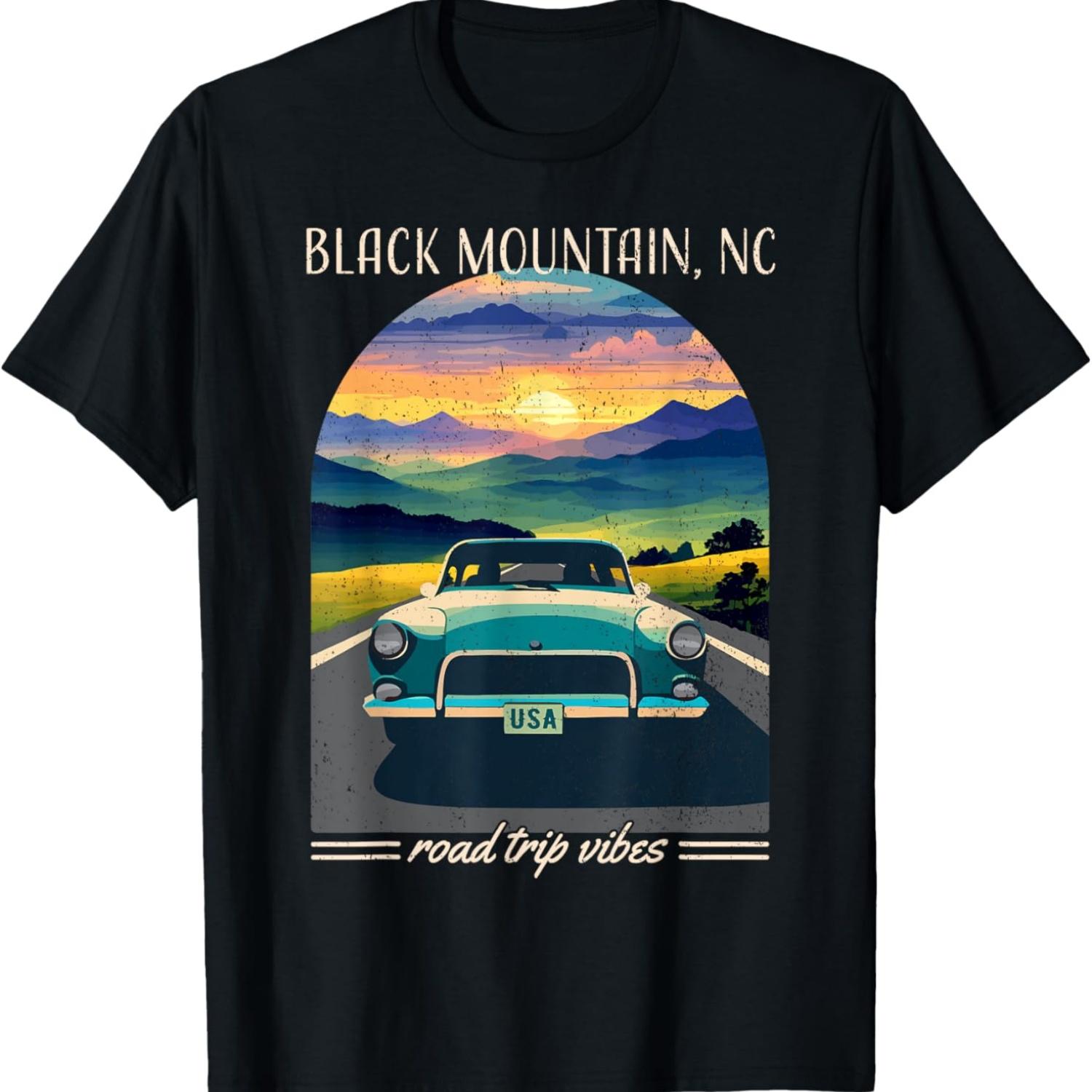 

Black Mountain NC Retro Highway Nostalgic Vintage Car Design T-Shirt S