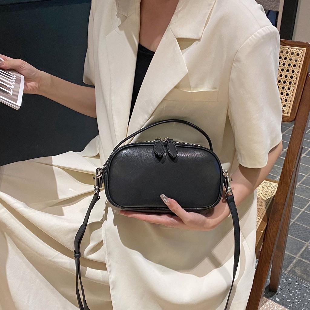 Leather bag women's 2025 spring and summer new camera bag fashion versatile messenger bag portable casual women's shoulder bag