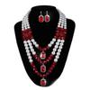 Geometrische Mehrschichtige Imitation Perle Kristall Halskette Ohrstecker Party Imitation Perle Diamant Halskette Schmuckset