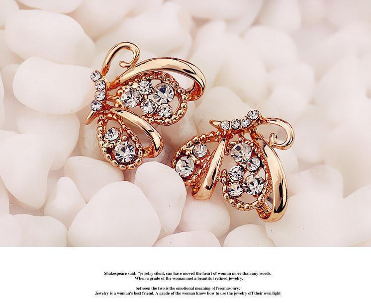 

Корейські сережки-метелики та квіти зі сплаву з діамантами