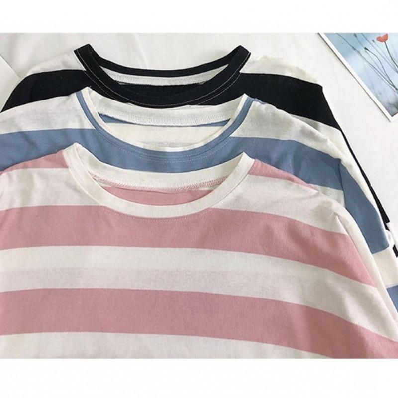 Striped Top Long Sleeved Casual T-shirt for Women
