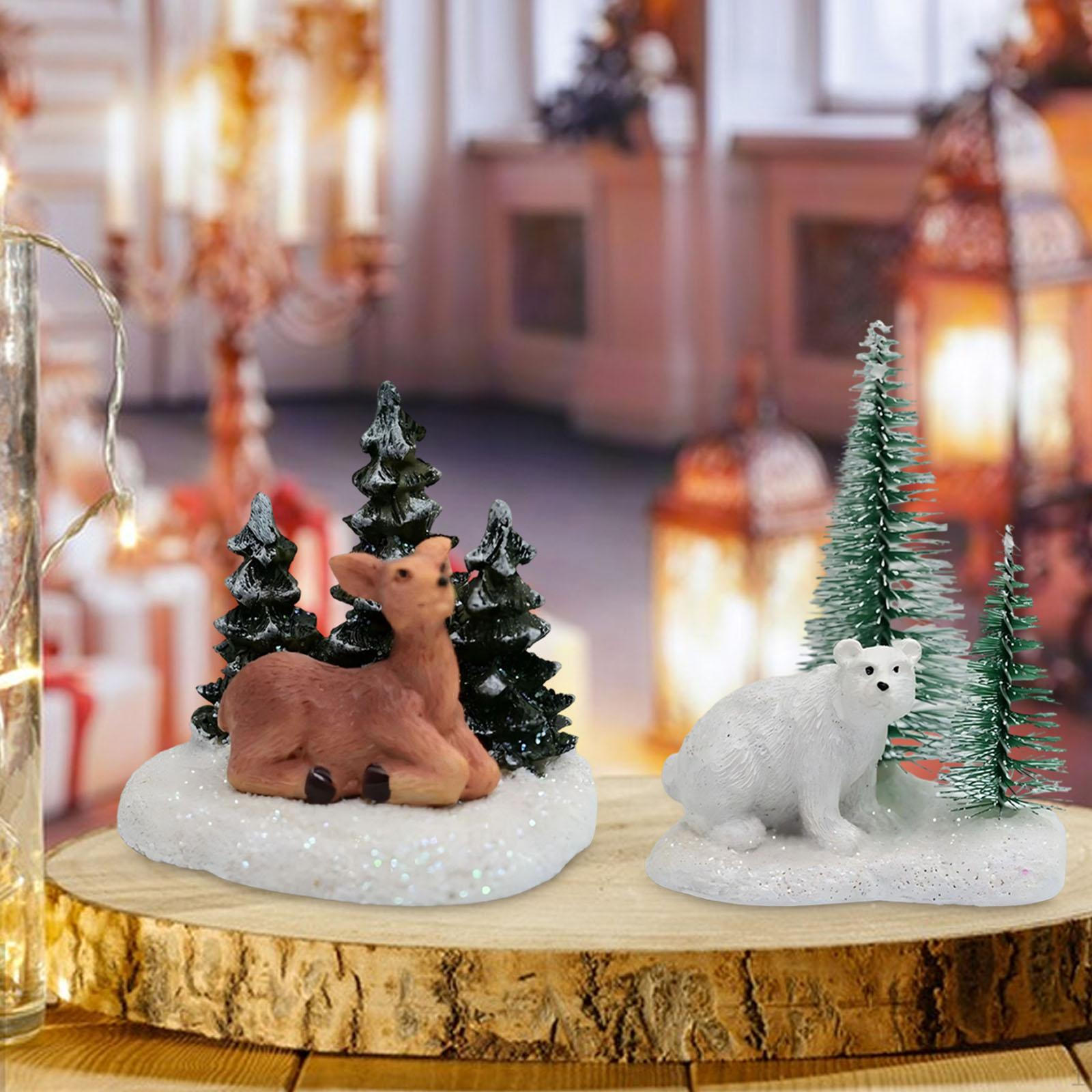 

2Pcs Christmas Table Decorations Ornaments Decorative Tabletop Centerpiece Animal Figure Polar Bear