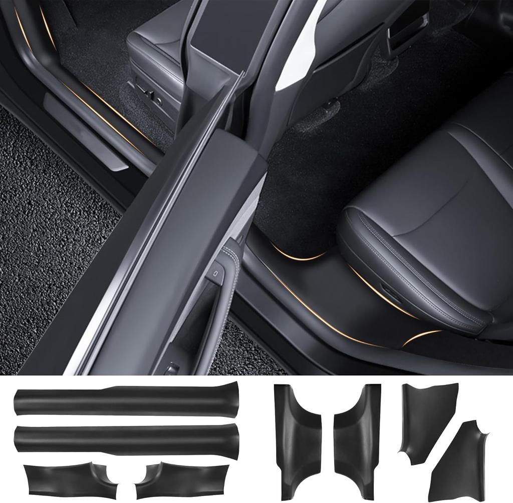 AABLU1 Door Sill Protector For Tesla Model Y 2025 2026 Juniper Front and Rear Door Sill Scuff Plate Guard Easy To Clean TPE Material