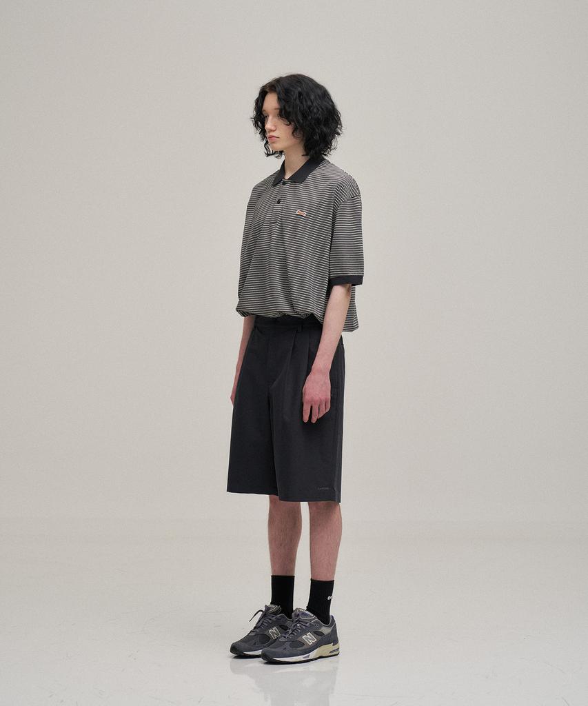 LE TIGRE Two Tuck Banded Shorts (Almost Black)