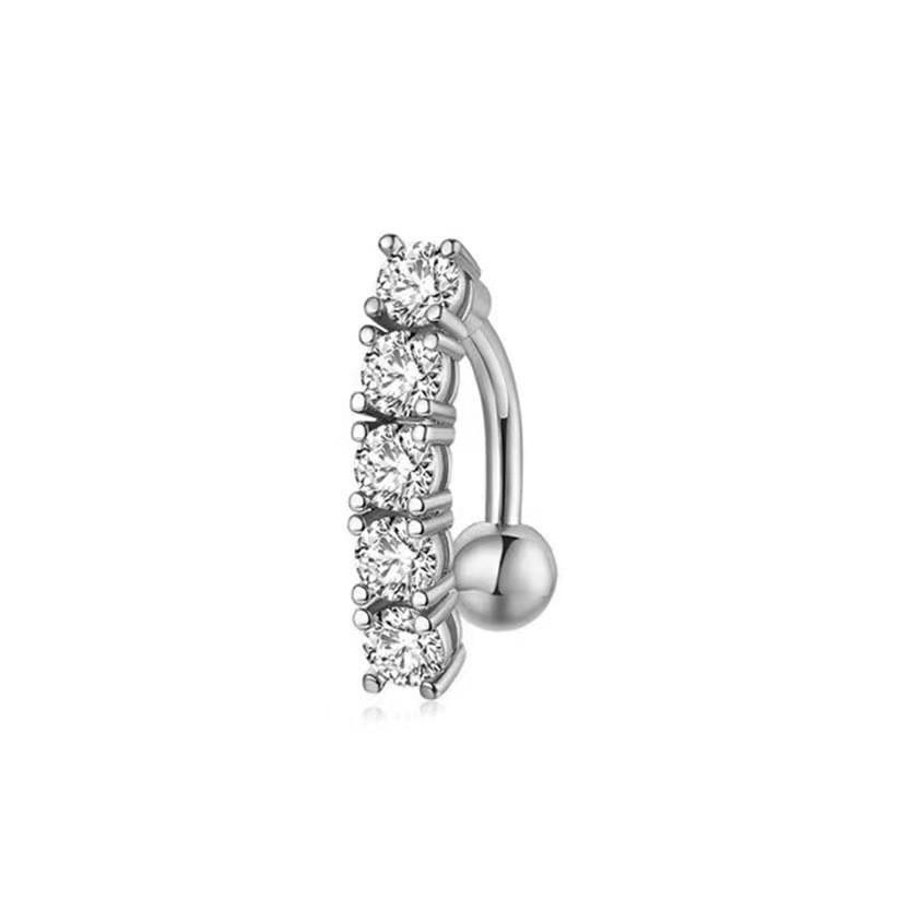 Retro Stainless Steel Titanium Belly Button Ring with Double Handcuffs Design