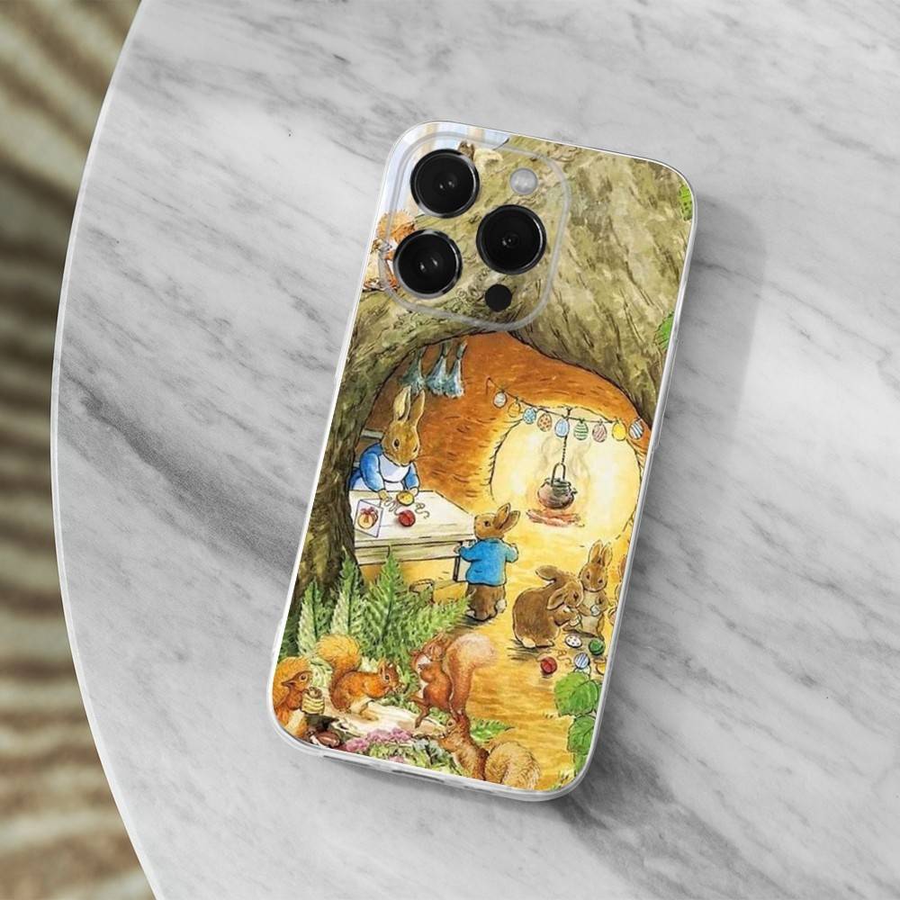 Cute Role P-Peter R-Rabbit Phone Case For iPhone 16,15,14,13,12,11 Pro,Max,Plus,X,XS,XR,SE,Mini Transparent Soft Cover