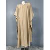 Foreign Trade H Home Small V-neck Heavy Industry Bright Silk High Quality Batwing Sleeve Slimming Loose Kraft Tan Dress Plus size