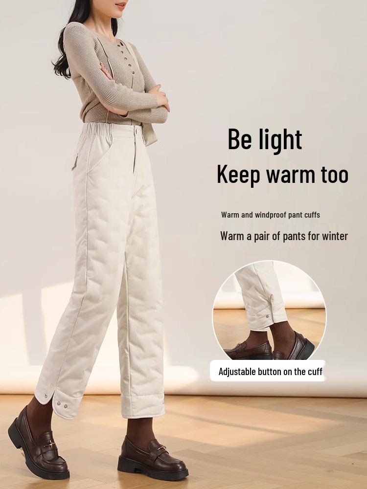 Damen 2025 Winter Gänsedaunhose: Lässige, hochwertige, kältefeste Schneehose mit geradem Bein