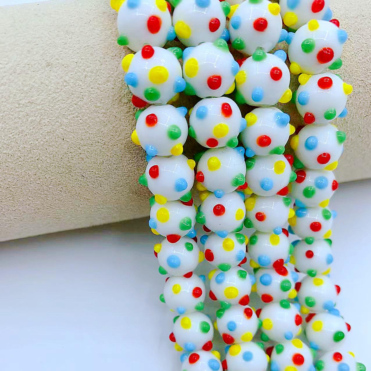 

Colorful Round Dot Glass Beads for Jewelry Making - Cartoon Style 1 piece