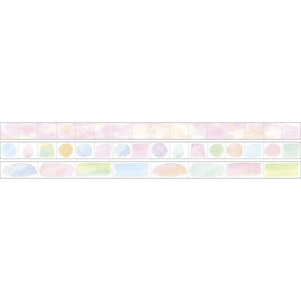 Marks Masking Tape for Planner Water-Based Pens, Perforated, Slim, Decor, Monthly, Undated, Title, Watercolor, MST-FA22-E