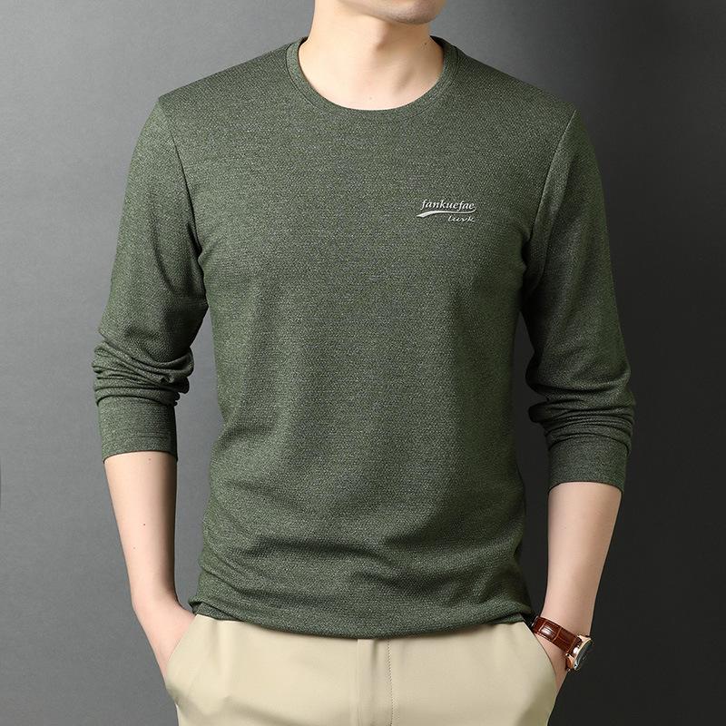 Herren Rundhals Frühling Neues Langarm T-Shirt für junge und mittlere Menschen Dünne Baumwolloberteile Herren Lässiger Pullover Rundhals