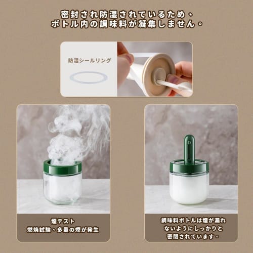 Breame Seasoning Shaker, Salt and Sugar Shaker, Spice Pot with Extendable Spoon, Heat-Resistant Glass Container, Moisture-Resistant, No Clumping, Styl