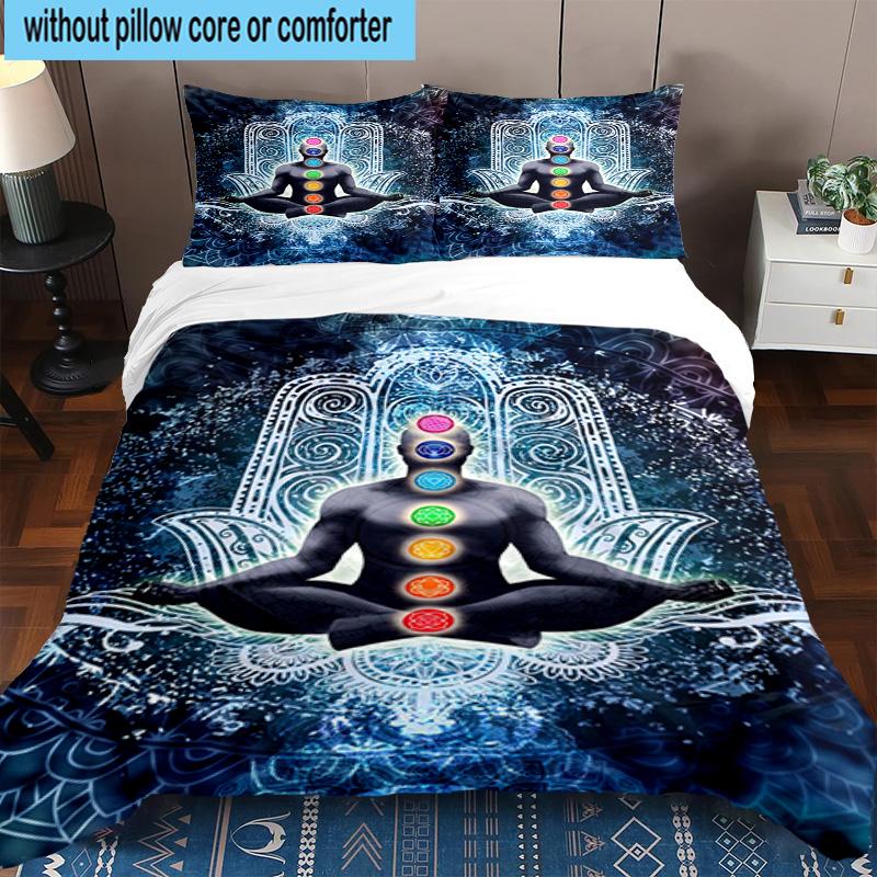 Chakra Balance Meditation 3pcs Bedding,Including 1pc Duvet Cover And 2pcs Pillowcases Perfect for Christmas,Ideal for Bedroom, Dormitory