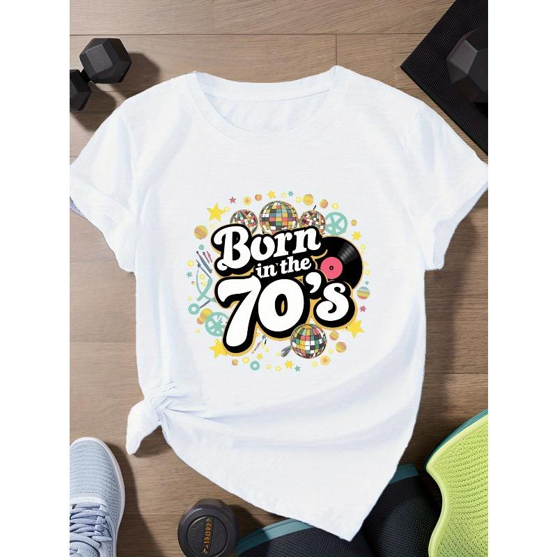 Women's Plus Size Born in The 70s Sports Short Sleeve T-Shirt