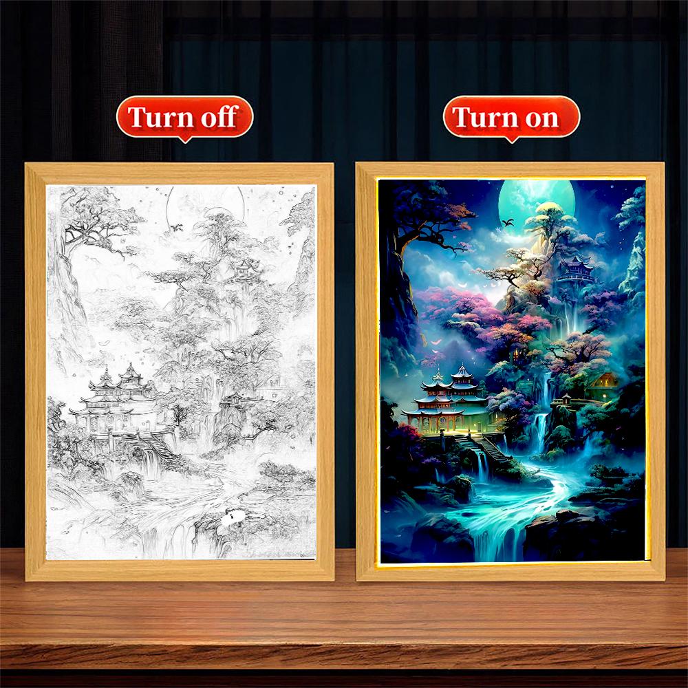 Light Painting Picture Frame Modern Landscape LED Night Light Room Decor Art Atmosphere Christmas Gifts Bedside Table Mood Lamp