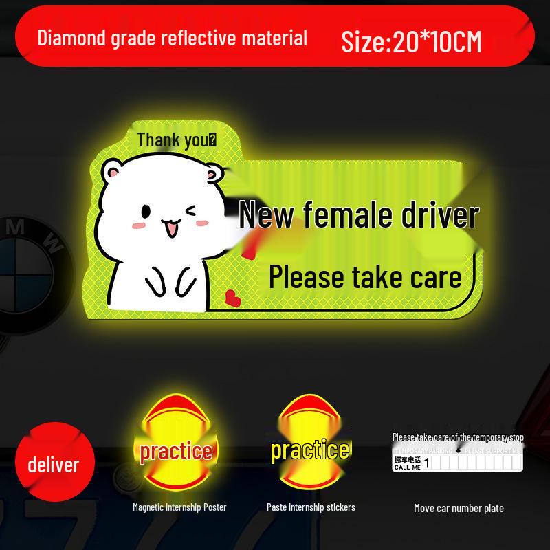 Magnetic Reflective Car Stickers for New Female Drivers