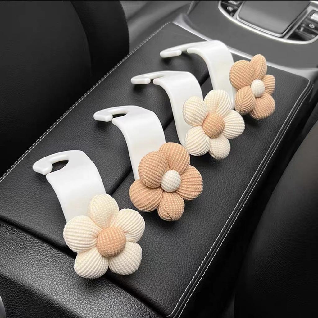 4PCS Creative Car Hooks Temperament Flower Seat Back Storage Car Seat Hooks Seat Back Accessory Hooks Bags Clothes Hooks Clips