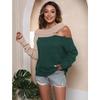 Autumn and Winter Women's Sexy Strapless Knitted Irregular Lapel Collision Splicing Loose Sweater