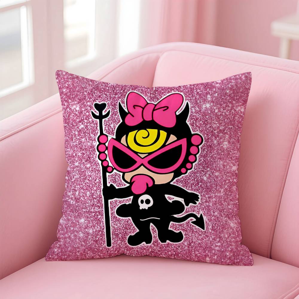

Luxury Japan Fashion H-Hysteric M-Mini Pillow Case Anti-dustmite Pillowcase Invisible zipper silky short plush Sofa cushion cove 16x16Inch