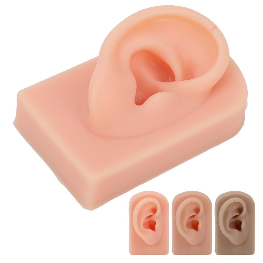 Silicone Ear Model Soft Flexible Right Ear Reusable Human Ear Model for Ear Piercing Training And Ea