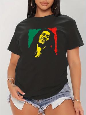 Τζαμάικα Ρέγκε Γυναικείο T-Shirt Καλοκαιρινό Κοντομάνικο Καθημερινό Τοπ Γυναικεία Ρούχα