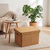 Rattan Storage Box Portable Rattan Basket with Lid Wicker Storage Basket with Lid Handwoven Decorative for Organizers, Office