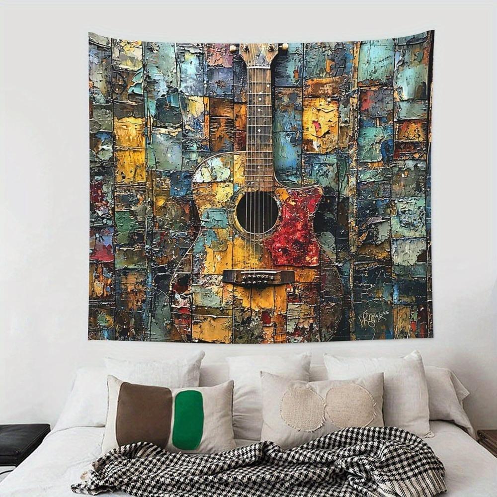 Abstract Guitar Tapestry Colorful Wall Hanging for Bedroom and Living Room Decor Ideal Gift for Music Lovers