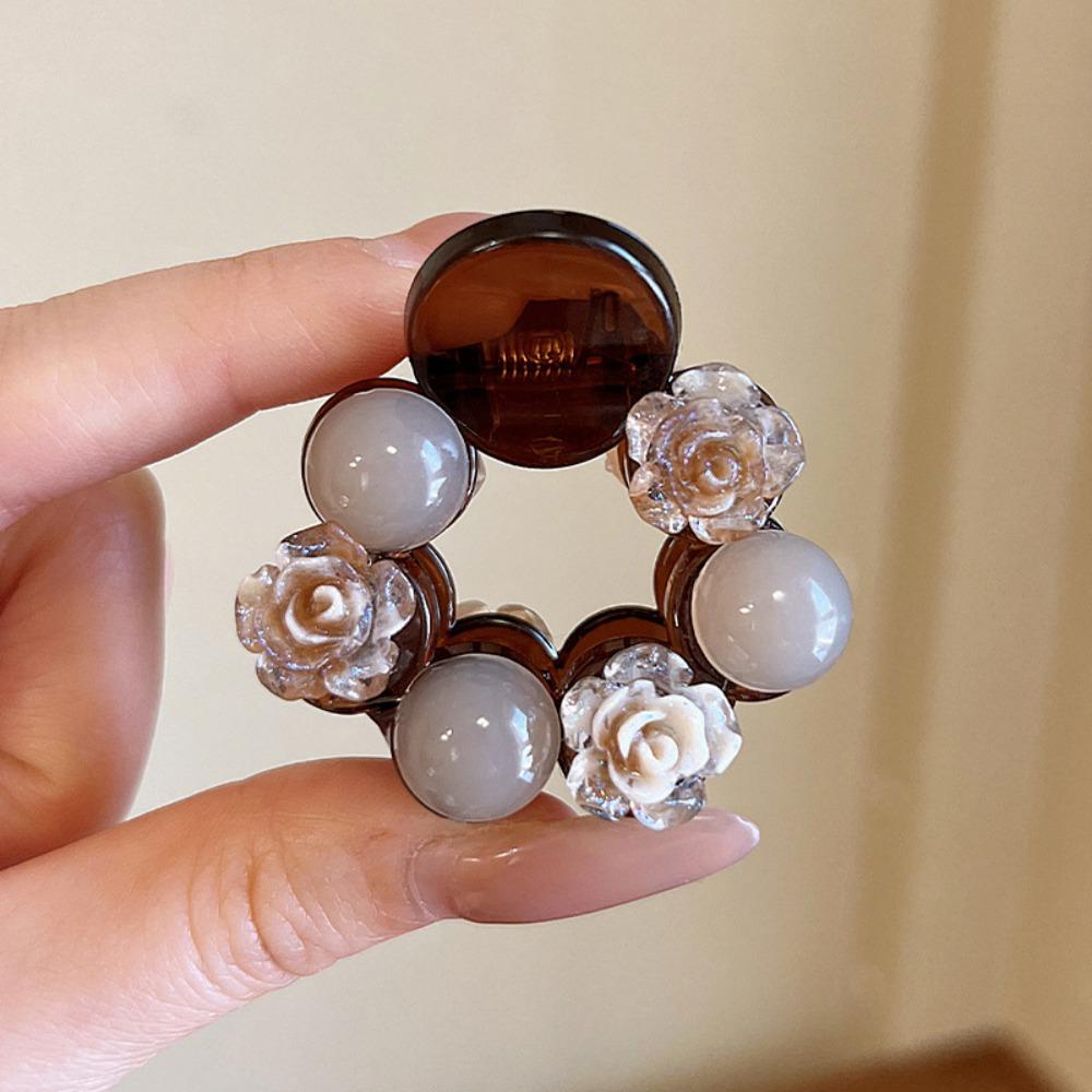 1PC Temperament Camellia Pearl Mini Small Grab Clip Women's Bangs Broken Hair Clip Princess Head Hairpin Headgear