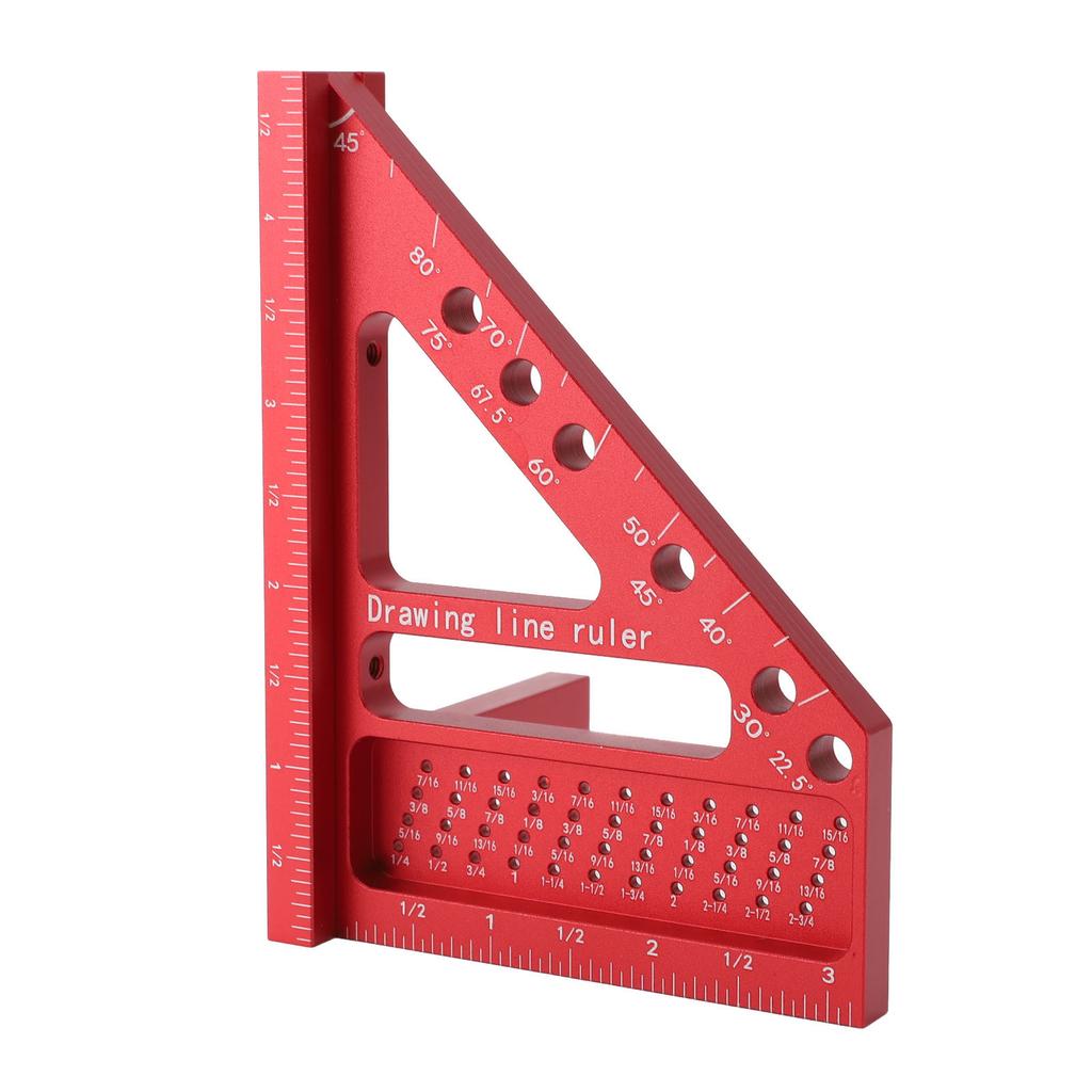 Carpenter Square Hole Scribing Ruler 45 90 Degree Aluminum Alloy 3D Measuring Ruler for Woodworking Engineering