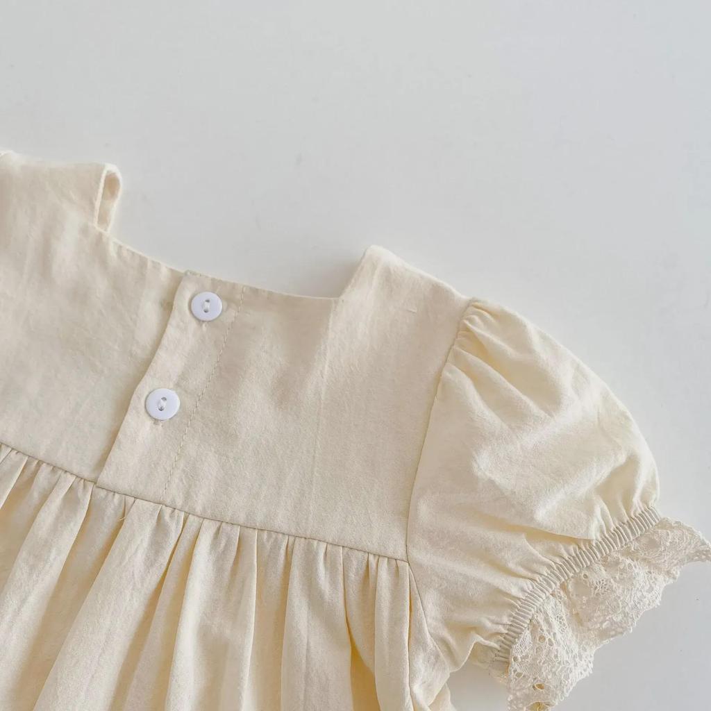 2024 Summer Baby Girl Floral Embroidered Top & Shorts Set