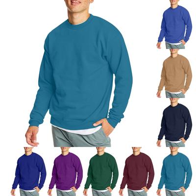 Erkek Günlük Moda Rahat Düz Renk Yuvarlak Yaka Kazak Sweatshirt Sweatshirt