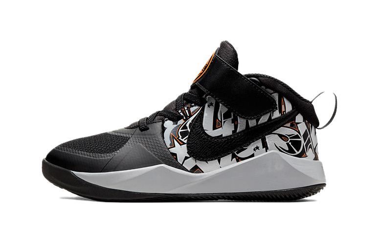 

Детские баскетбольные кроссовки Nike Team Hustle D 9, нескользящие, износостойкие, низкие, черные с серым, для детей CQ3706-001 28
