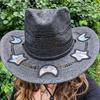 Women Hat Hat Wide Brim Star Straw Bohemian Style Breathable Woven